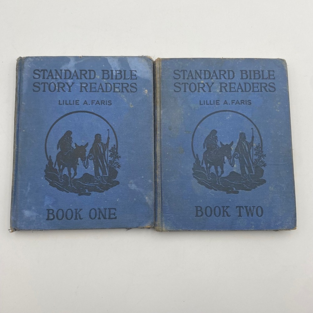 Vintage Standard Bible Story Readers Books 1 & 2 Lillie A Faris 1947 Hardcover